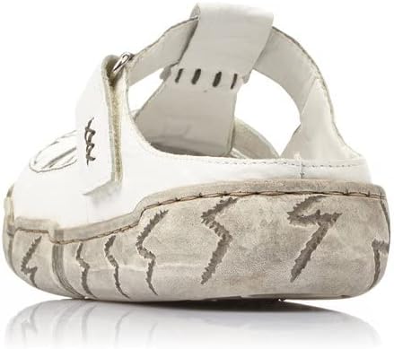 Detalle de Rieker Damen Clogs L0396 – Keilabsatz-Slipper mit Klettverschluss