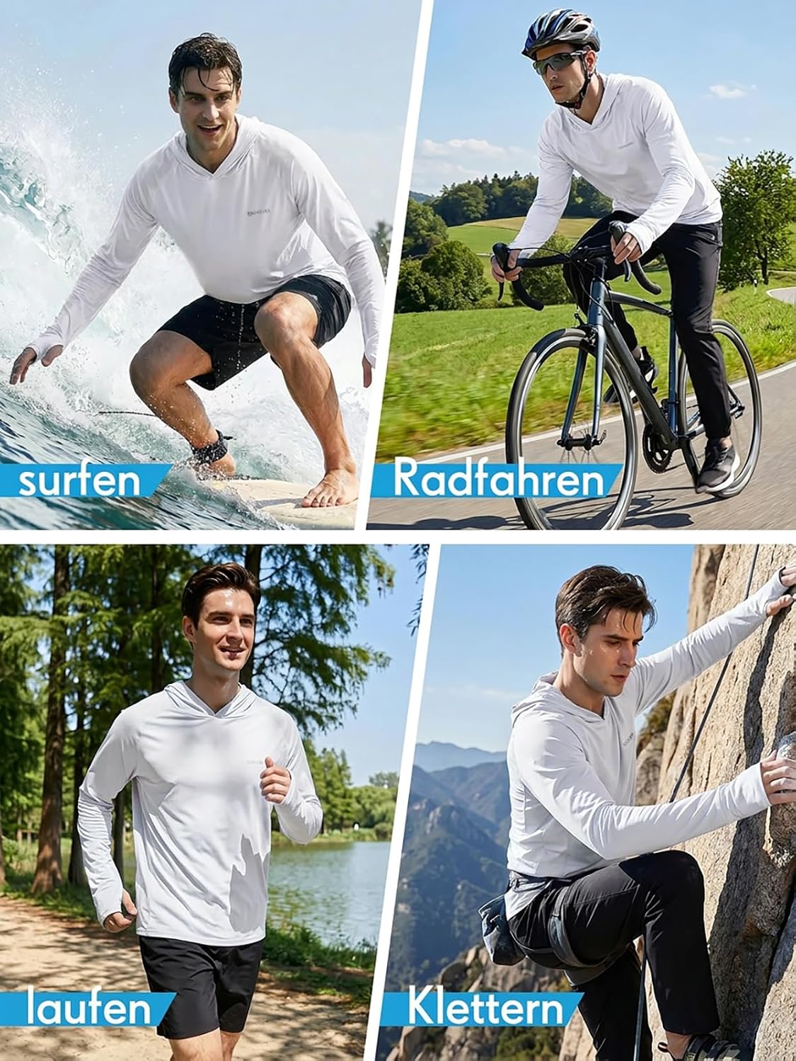 Detalle 2 de HUAKANG Men's UPF 50+ Long Sleeve Rash Guard, Quick-Drying Polyester