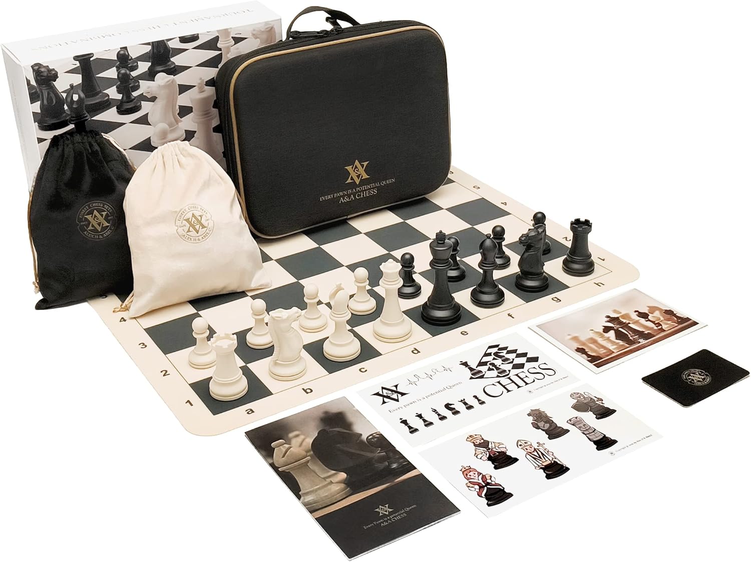 Thumbnail 6 de A&A Tournament Chess Set: 20x20 Foldable Silicone Board with Quadruple Weighted Staunton Pieces