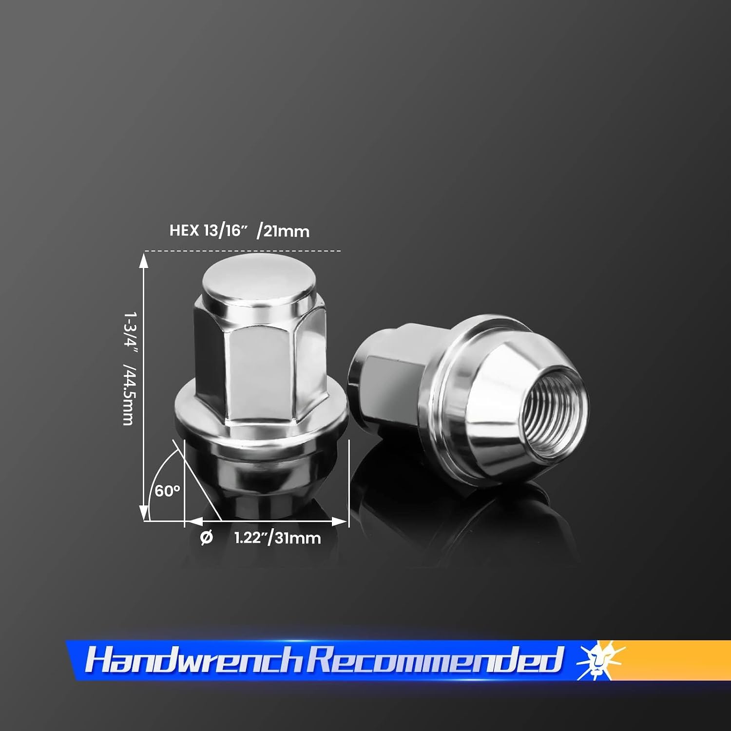 Detalle 2 de dynofit 24pcs 14x1.5 Lug Nuts 21mm