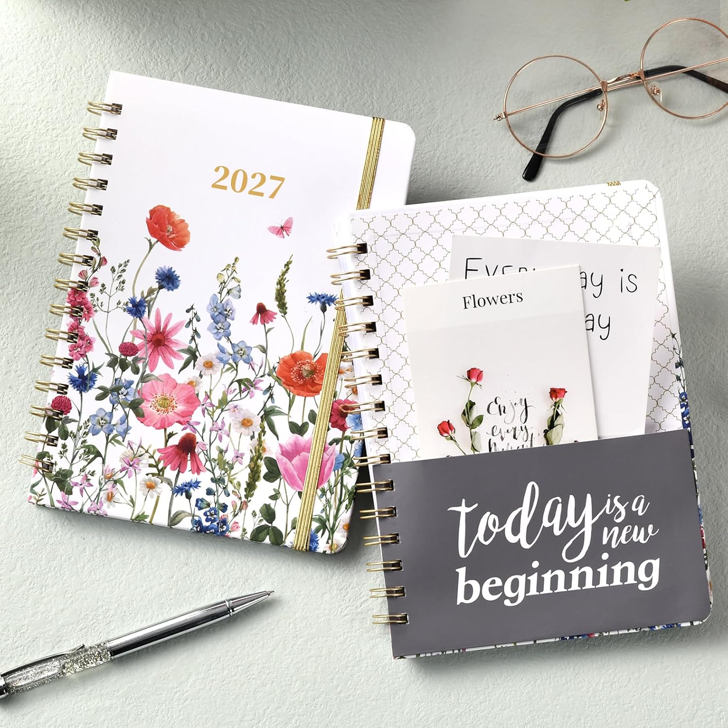 Thumbnail 6 de Planrage 2027 Planner, Weekly and Monthly Hardcover with Floral Cover and Colorful Tabs