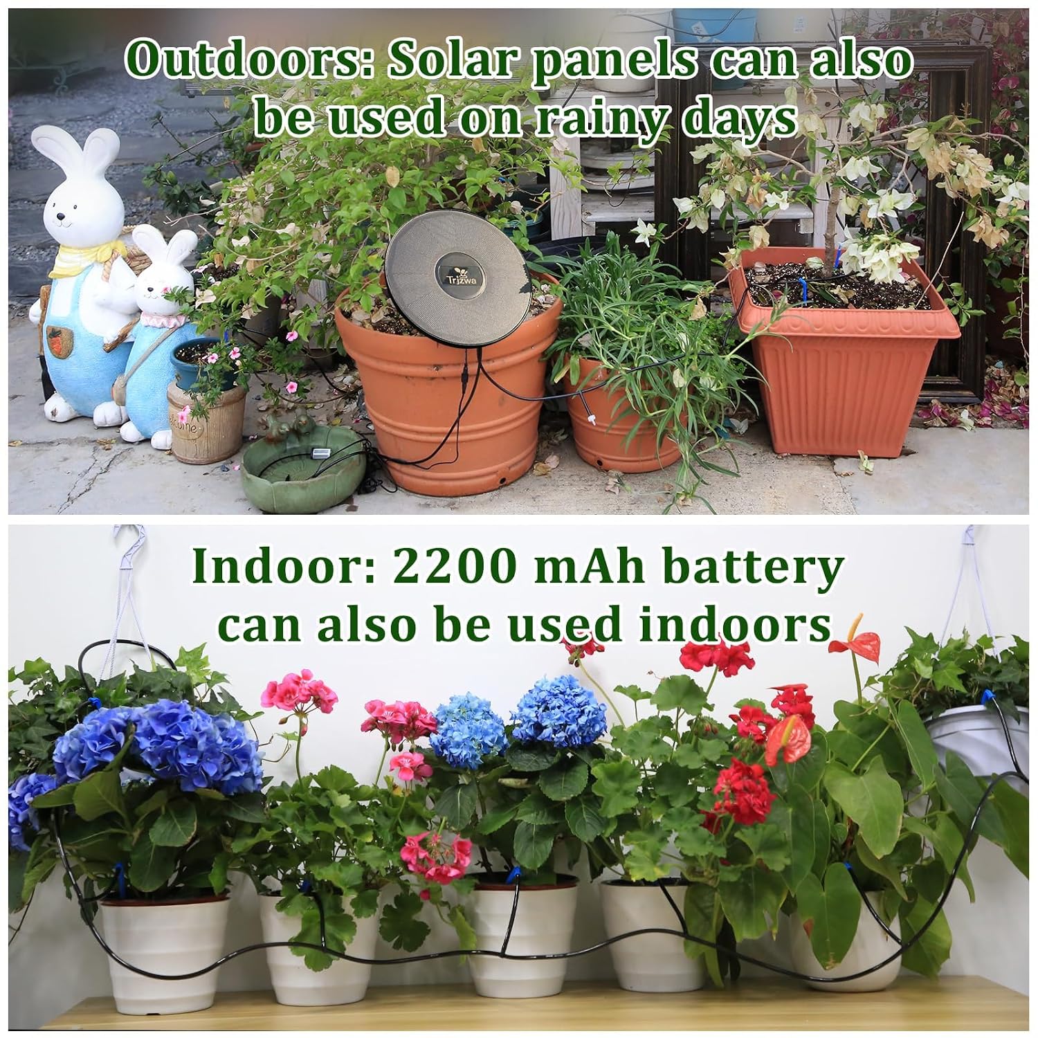 Detalle de Sistema solare automatico con kit di irrigazione a goccia per balcone e giardino – 15 piante in vaso