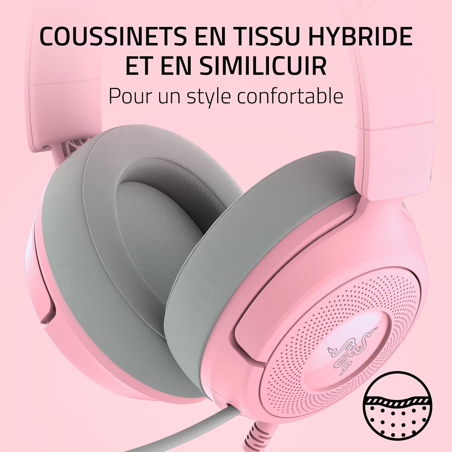 Thumbnail 6 de Razer Kraken Kitty V3 X (Quartz) – Casque filaire gaming léger 270 g avec micro HyperClear