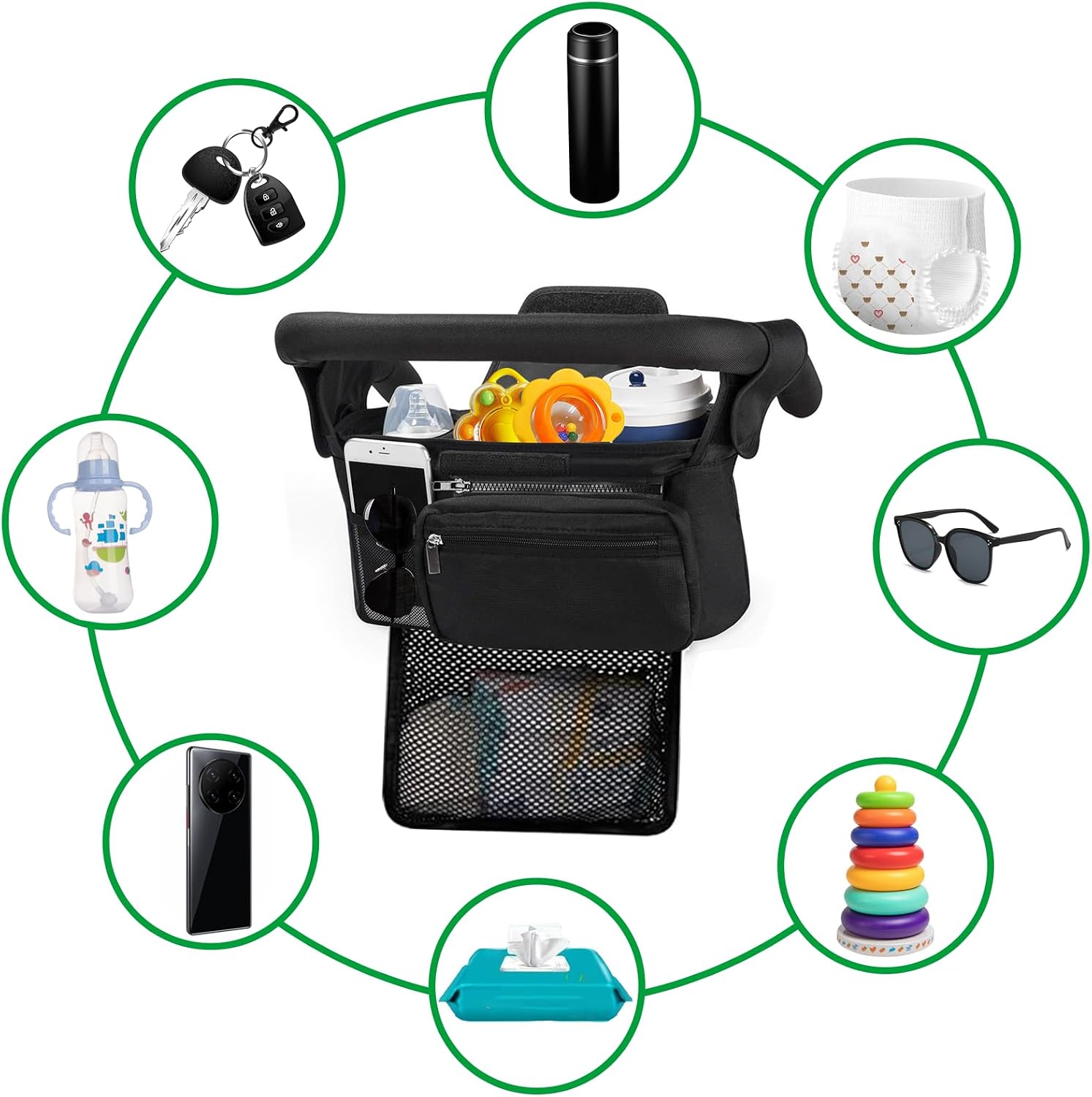 Detalle de HOINCO Stroller Organizer Oxford Cloth