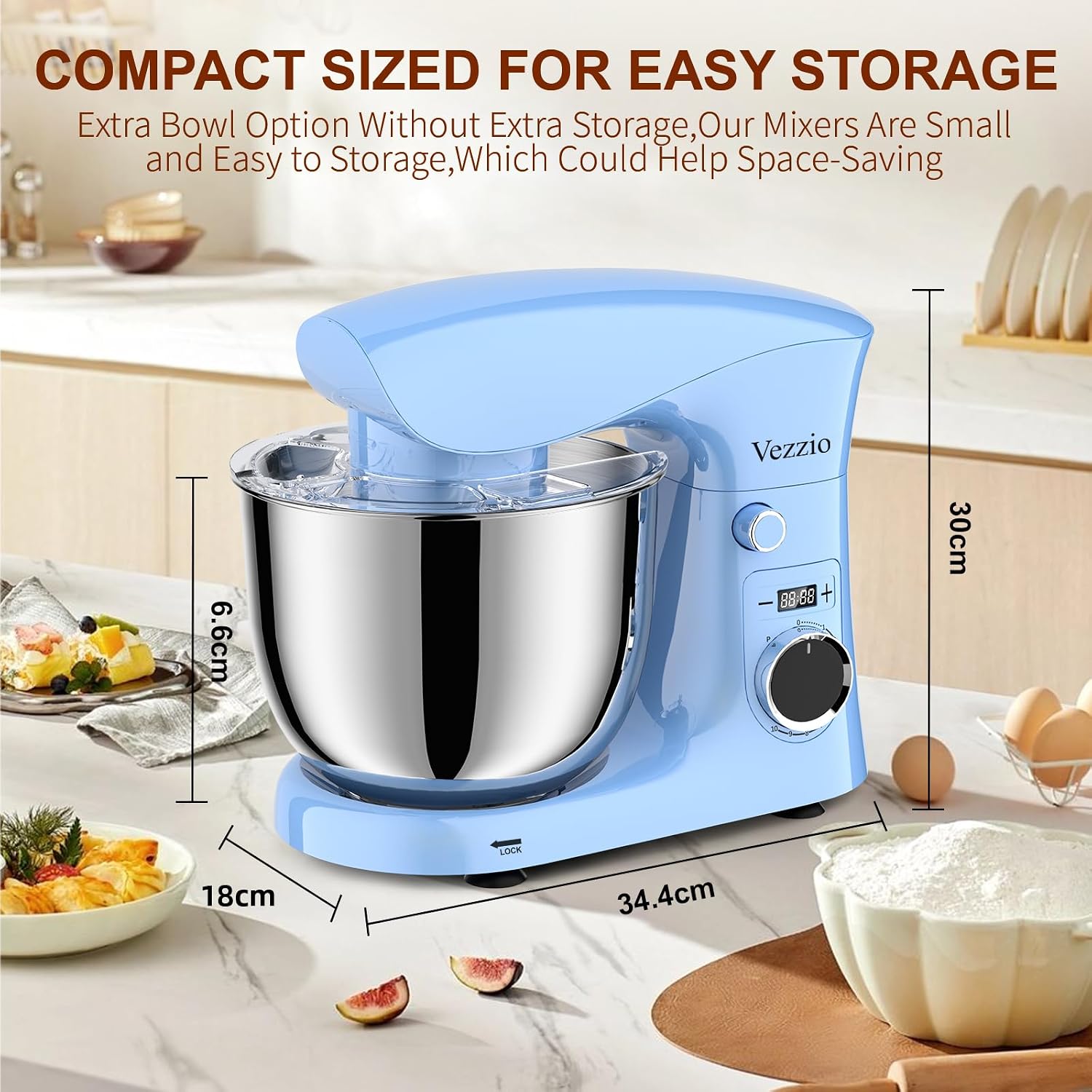 Thumbnail 4 de Vezzio Small Stand Mixer 1500W 5.5L