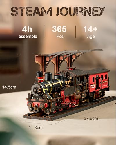 Detalle 2 de Rolife Steam Journey 3D wooden train puzzle 🚂