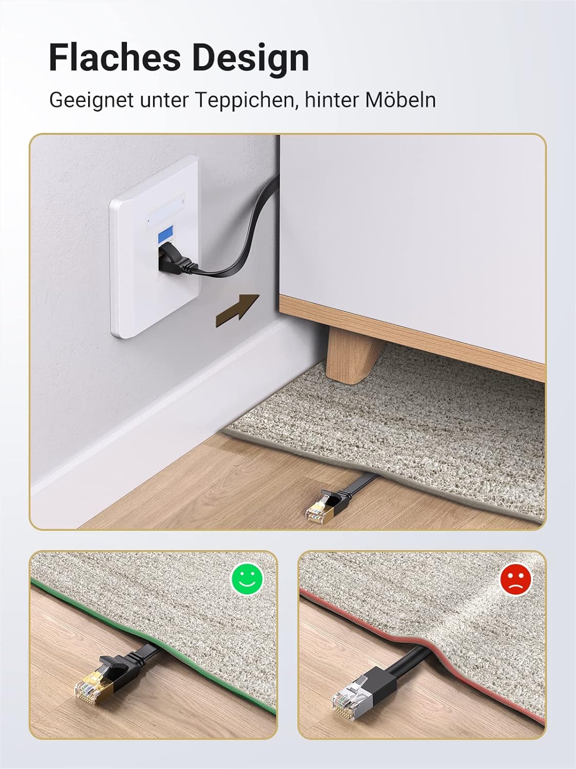 Thumbnail 2 de UGREEN CAT 7 LAN-Kabel (5 m) mit 10.000 Mbit/s und 600 MHz – Ethernet-Netzwerkkabel