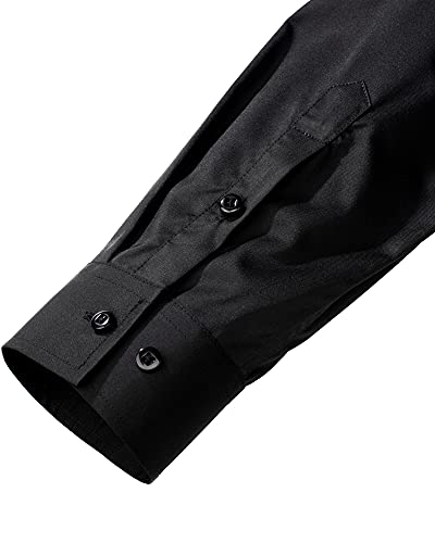 Detalle de J.VER Black Long Sleeve Stretch Dress Shirt for Men – Non-Iron, Regular Fit