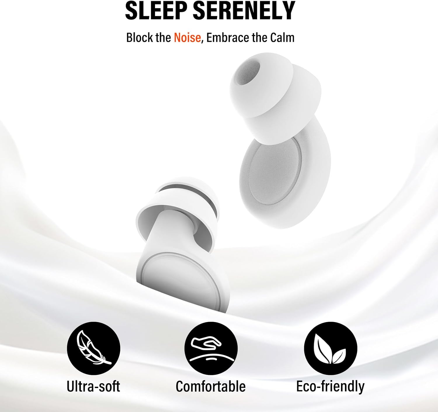 Detalle de Bouchons d’oreille anti-bruit en silicone souple 35 dB – 7 paires réutilisables (XS/S/M/L) + étui Concert & Festivals