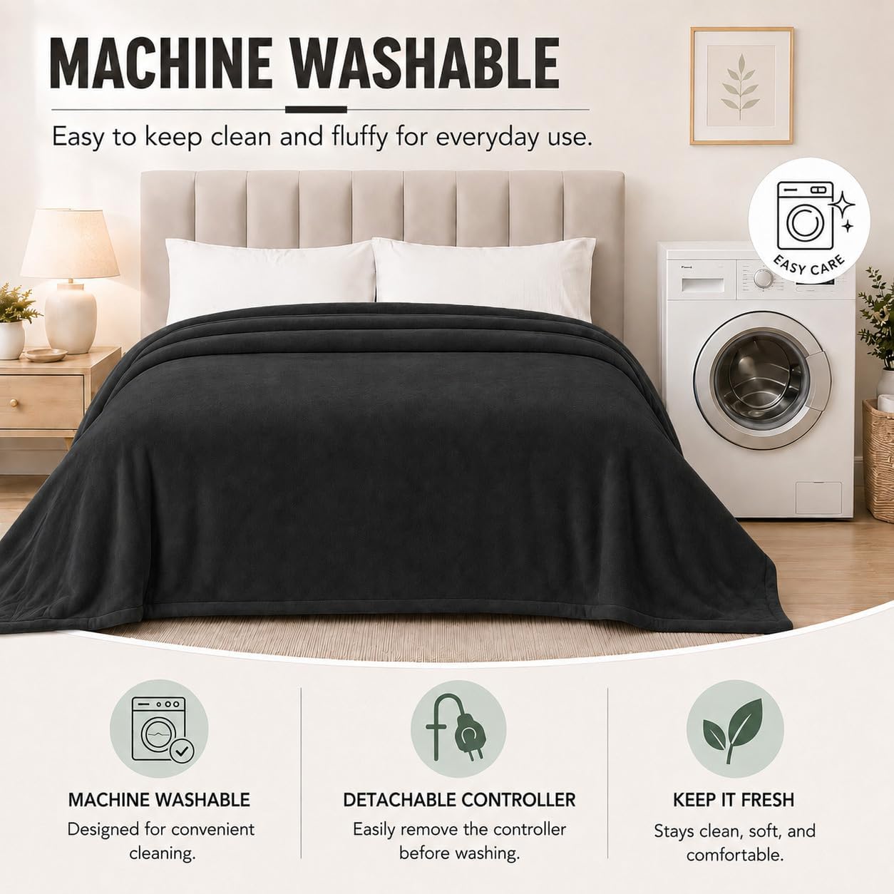 Detalle 2 de Ladung WDJ-EBA-BL-KS Electric Heated Blanket, King 90 x 100 in, 4 Settings