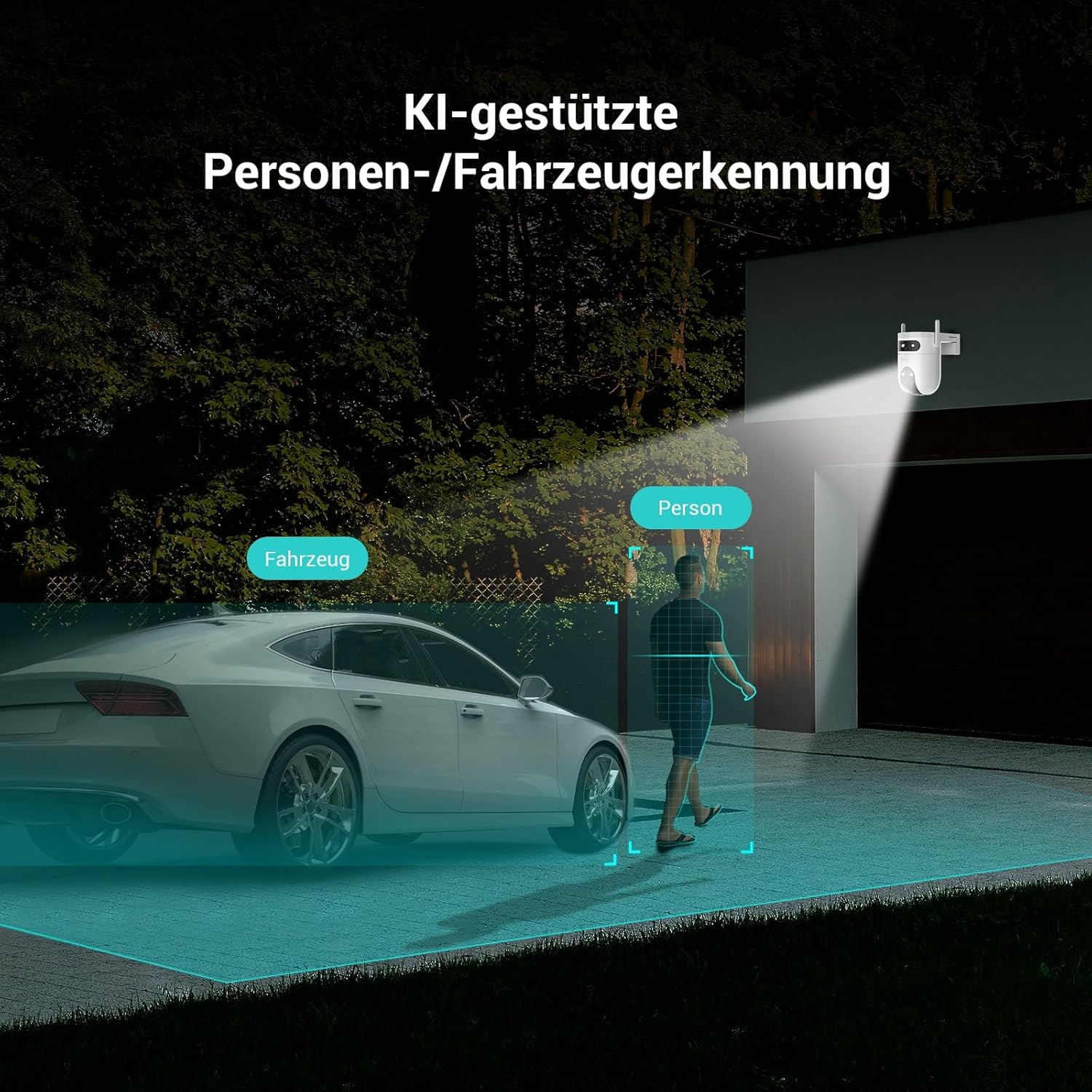 Detalle 2 de EZVIZ H9c Dual 3K (5MP+5MP) WLAN-Außenkamera mit Dual-Lens, 360° Pan & Tilt und KI-Erkennung