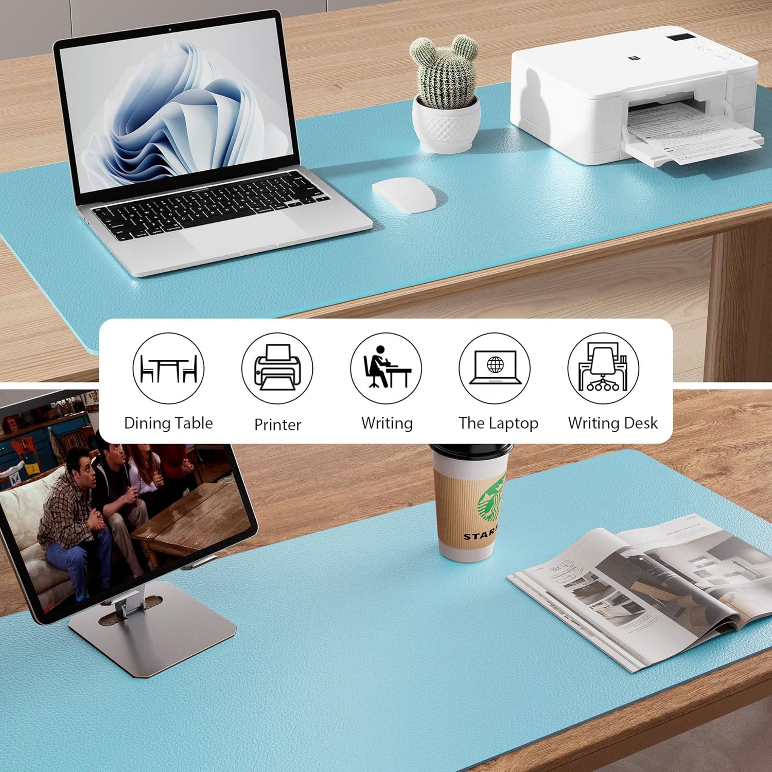 Thumbnail 4 de Aothia Large Synthetic Leather Desk Pad 23.6×13.7 in 🧾