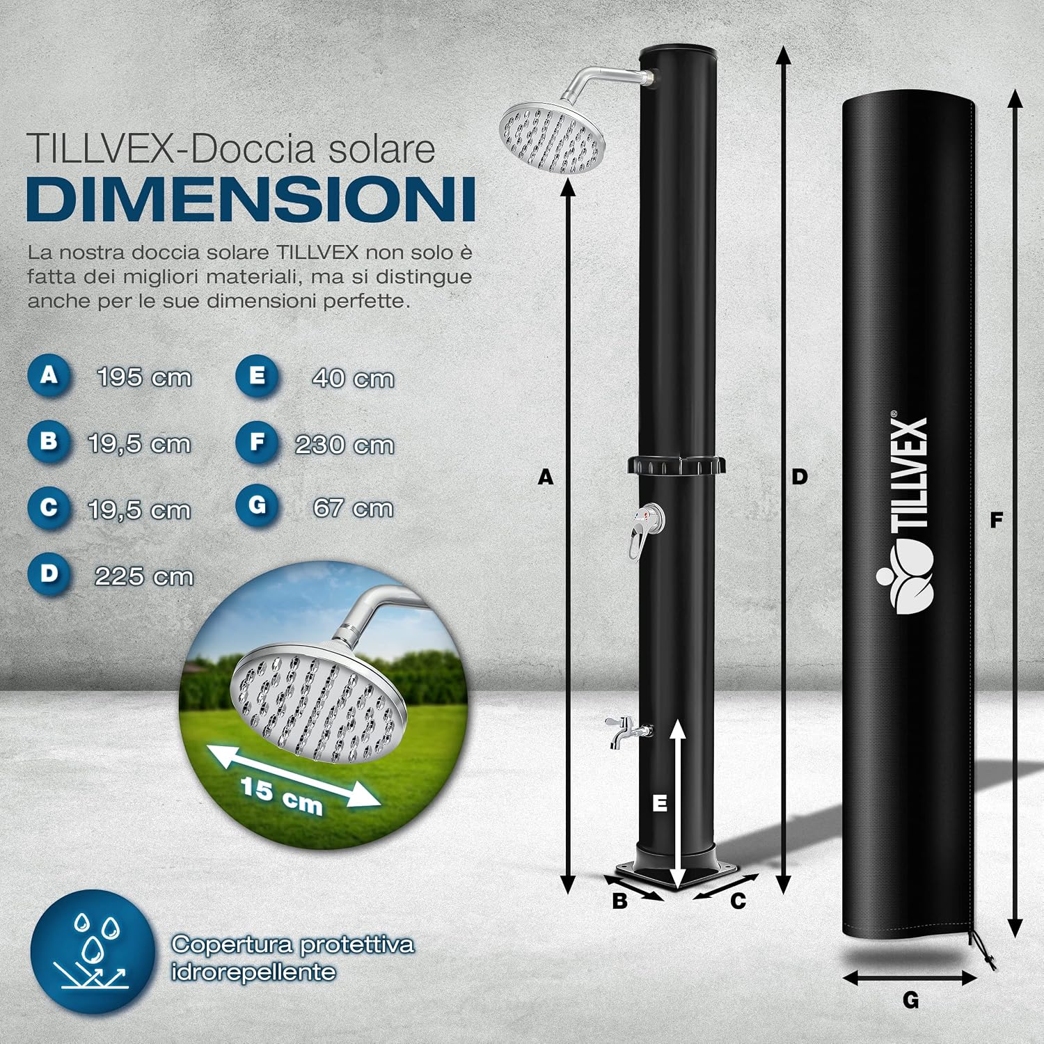 Thumbnail 4 de tillvex Doccia Solare 40 Litri per Giardino