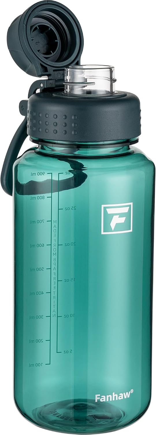 Detalle de Fanhaw P32-LM 32 oz Tritan Water Bottle with Fast-Flow Lid, Dark Green