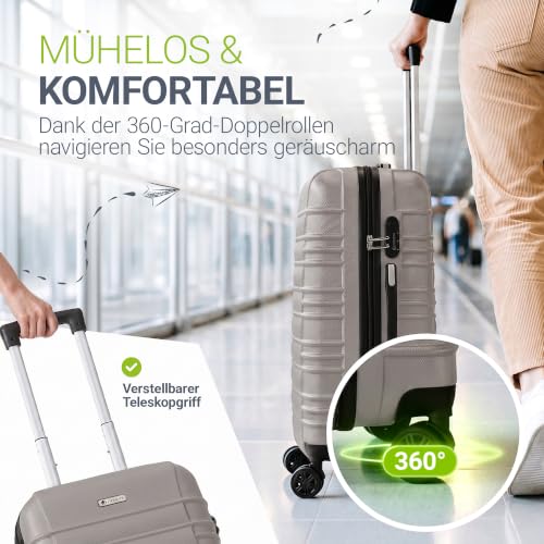 Detalle de Juskys Kofferset Rom 3-teilig Hartschale Champagner – 3 Größen, 360°-Rollen