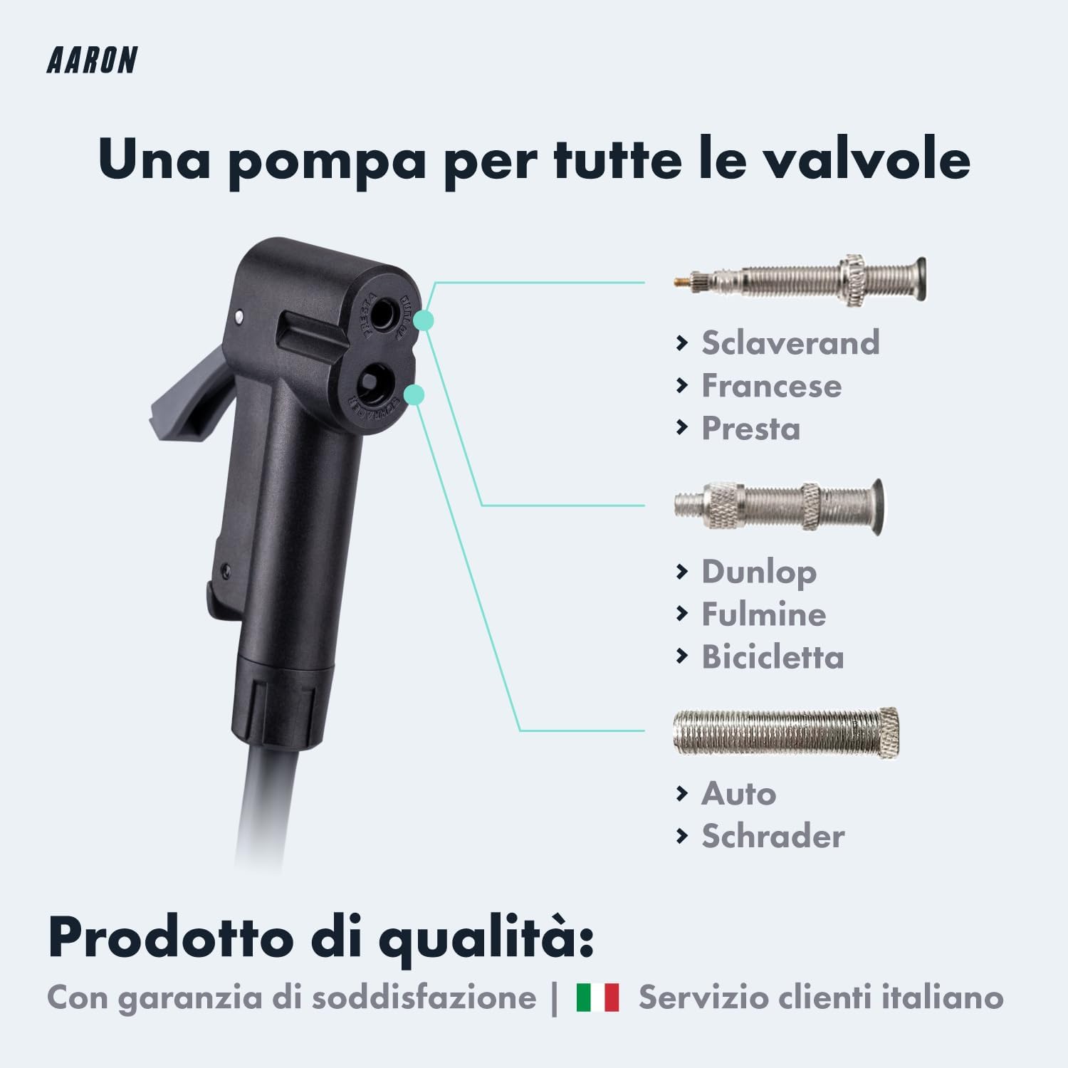 Detalle 2 de AARON Sport One: Pompa a pavimento per Biciclette con manometro, alta pressione fino a 11 bar/160 psi