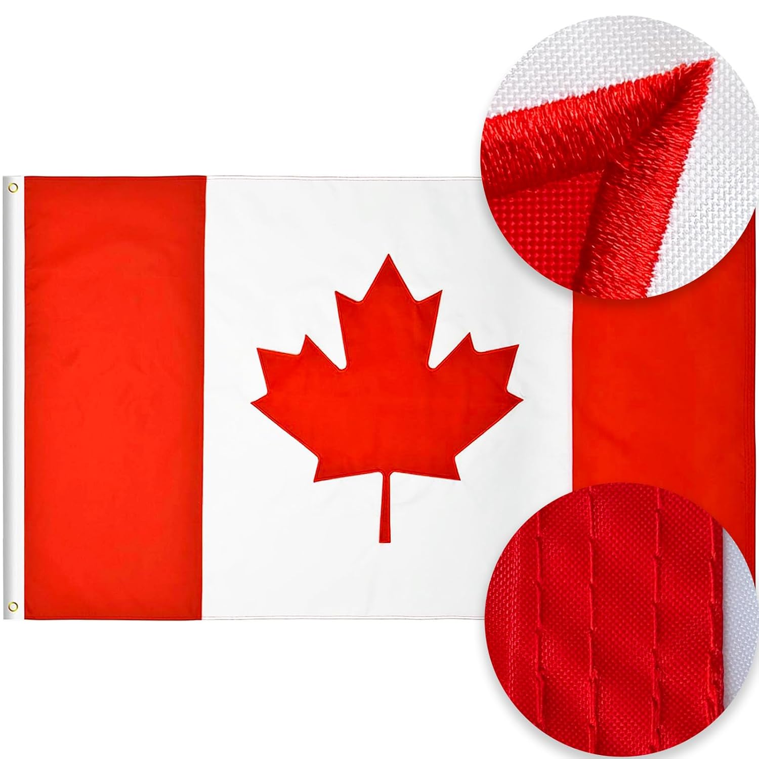 Detalle de CGLEAM 3 x 5 ft Canadian Flag, 210D Oxford Nylon, Embroidered Maple Leaf