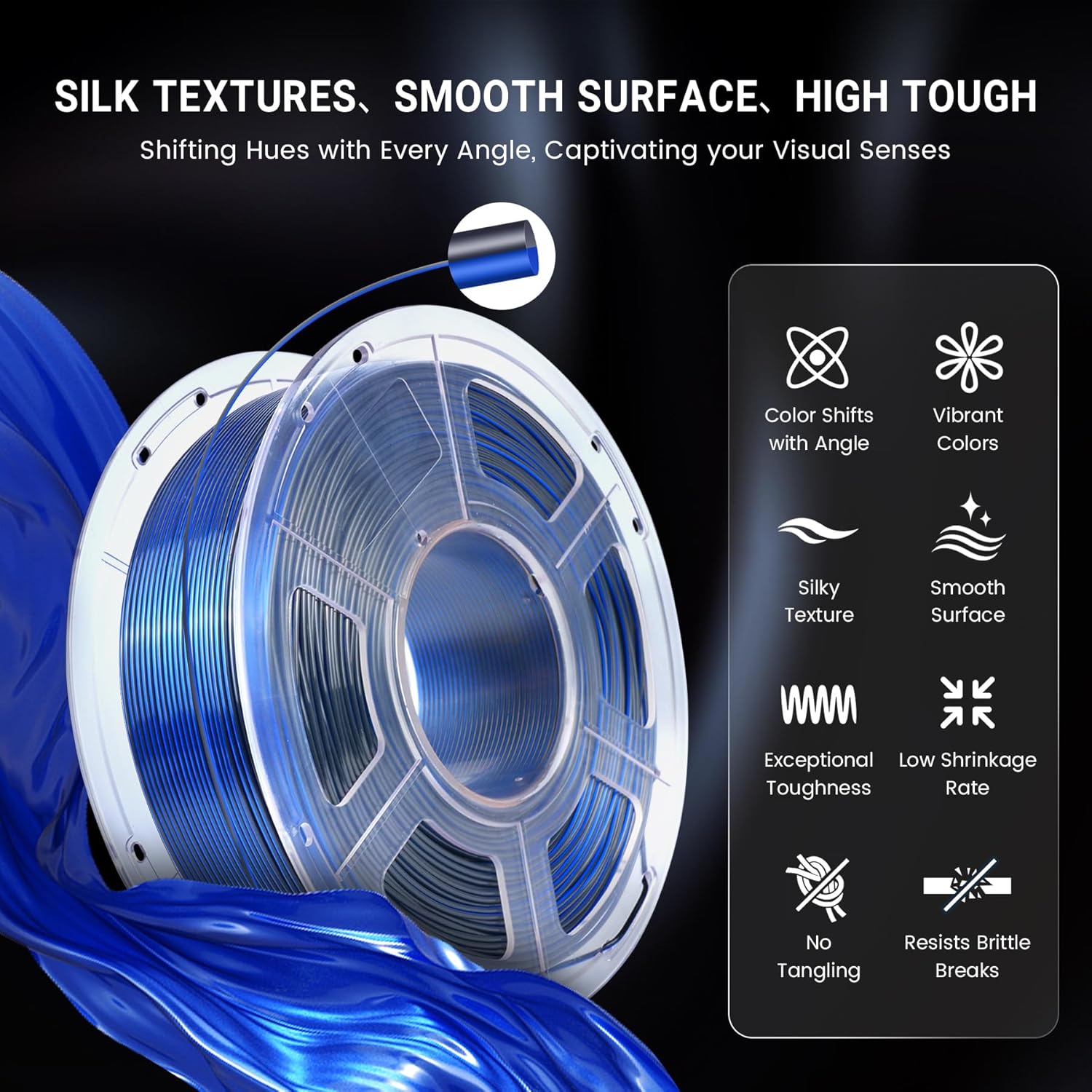 Thumbnail 2 de SUNLU Silk Triple Color PLA Plus Filament - 1.75mm, 1kg Spool