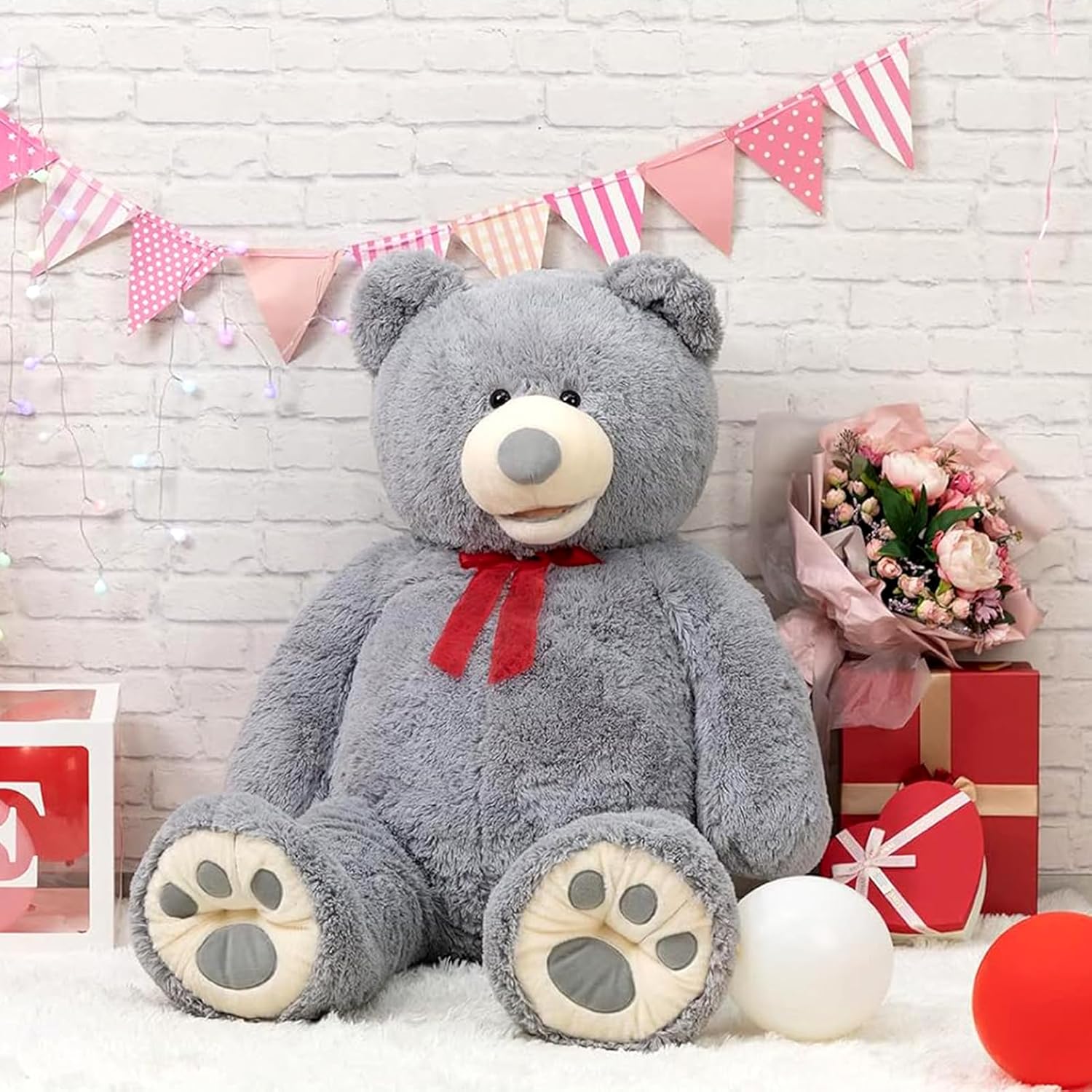 Thumbnail 6 de HollyHOME 150cm Giant Teddy Bear Plush (Grey) — large soft toy for home, cuddles and gifts