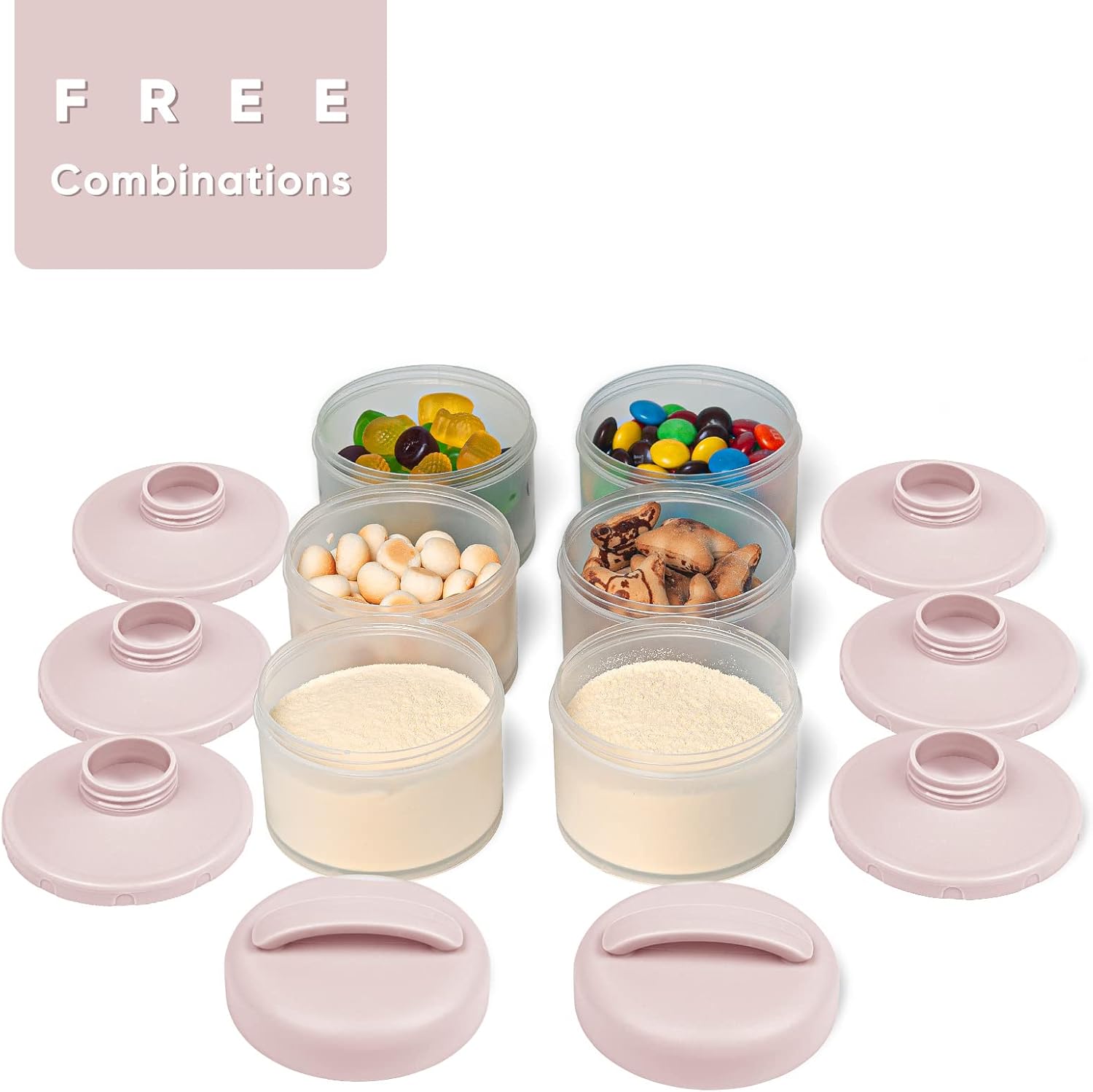 Thumbnail 2 de Termichy Baby Milk Powder Dispenser Pots (2-Pack) – Stackable Formula Container Pots, Bright Pink
