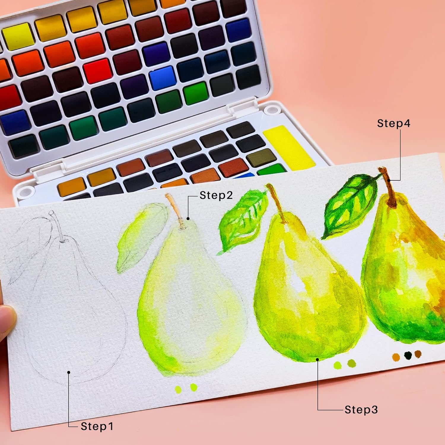 Thumbnail 4 de Artecho Aquarellfarben-Set mit 72 Farben in tragbarer Box inkl. Wassertankpinsel