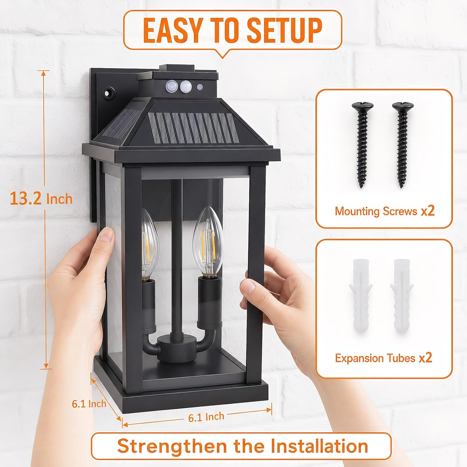 Detalle de Moodyfei XHY-2601 Solar Wall Lantern with Motion Sensor, 3 Modes, 600 lm