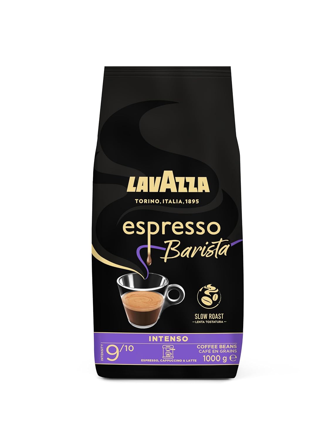Detalle de Lavazza Espresso Barista Intenso – Ganze Kaffeebohnen, Robusta+Arabica, Kakao- und Holznoten, 1 kg