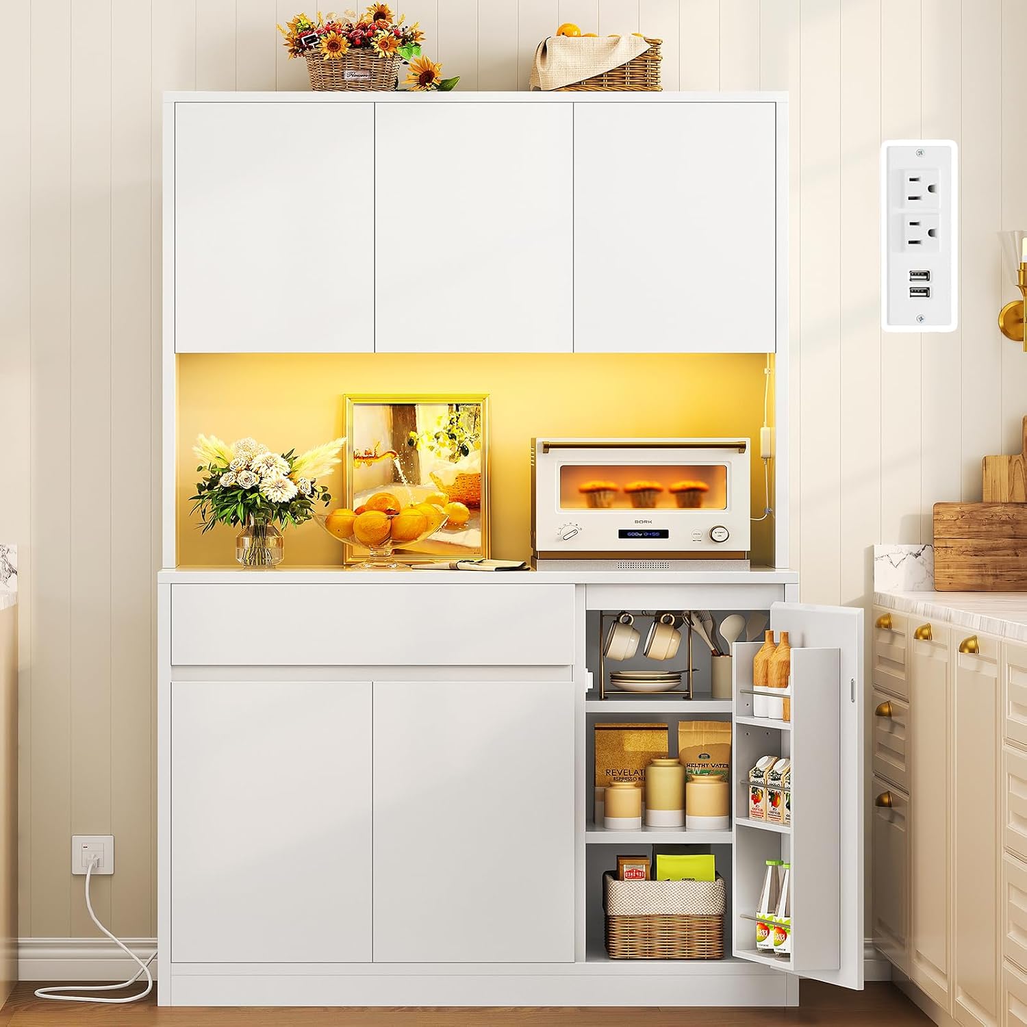 Detalle de TEENFON Kitchen Pantry Cabinet, 39.4"W