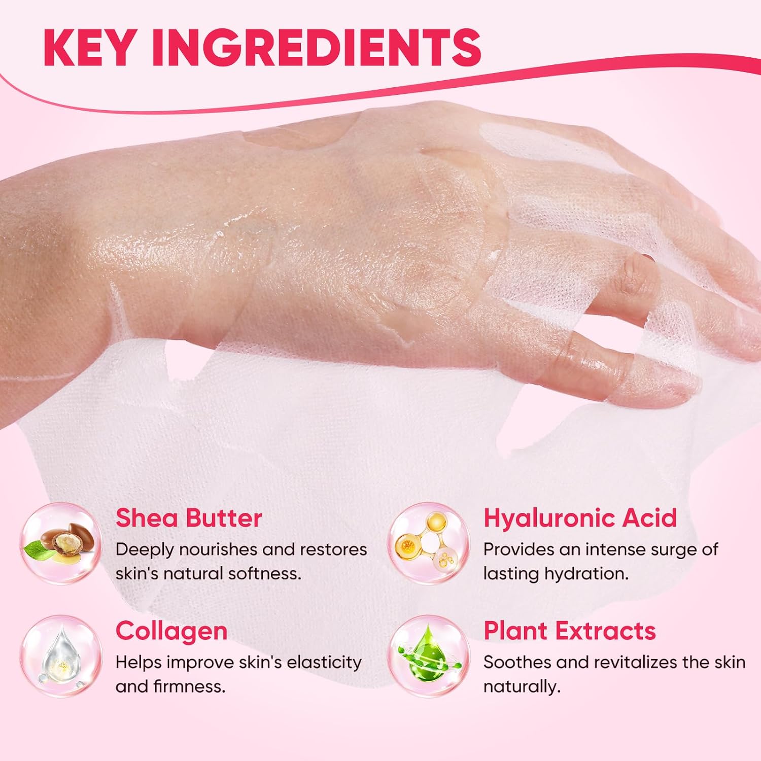 Detalle de 12 Pack Face Masks for Women Hydrating & Moisturizing Facial Mask Set (Collagen, Pomegranate, Rose & More)
