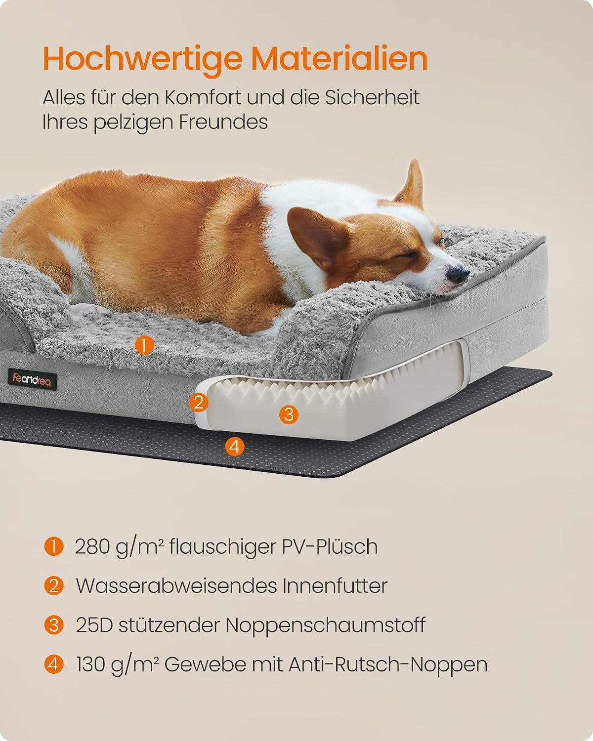Detalle 1 de Feandrea Orthopädisches Hundebett 91 x 68 cm