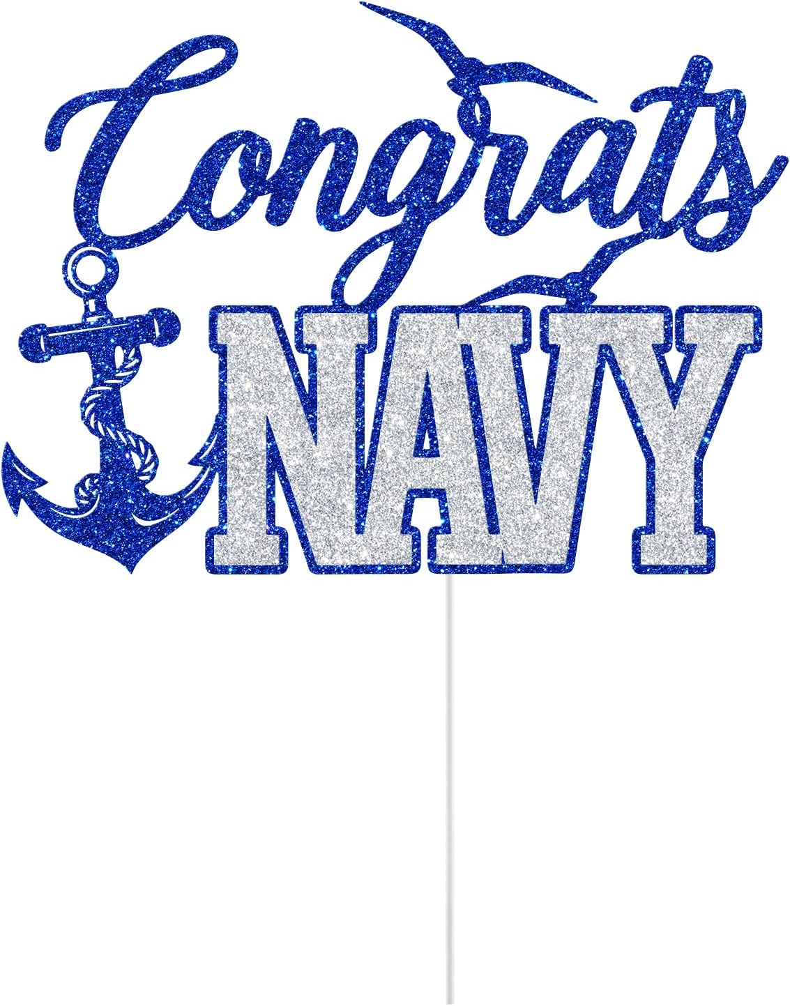 Thumbnail 1 de Navy Graduation Cake Topper, Glitter Cardboard
