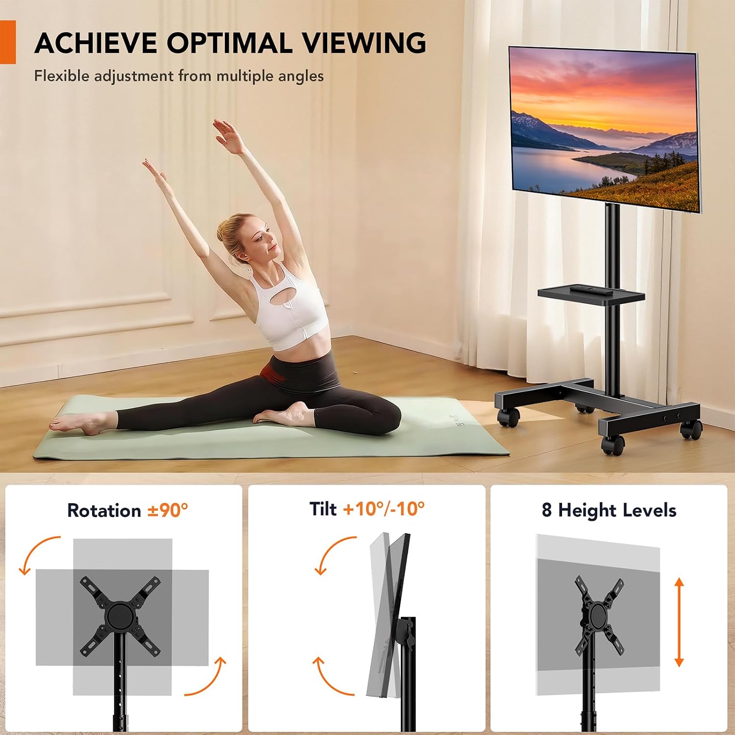 Thumbnail 1 de Hemudu mobile TV stand on wheels for 13–50 inch TVs (max 20 kg, max VESA 200x200 mm)