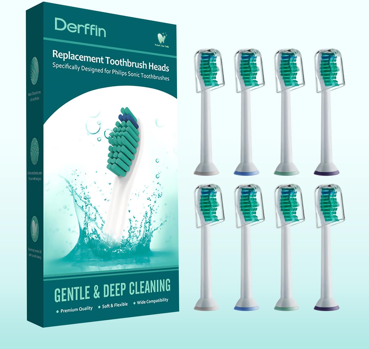 Thumbnail 6 de Derffin Replacement Brush Heads (HX6014) for Philips Sonicare Electric Toothbrushes – 8 Pack