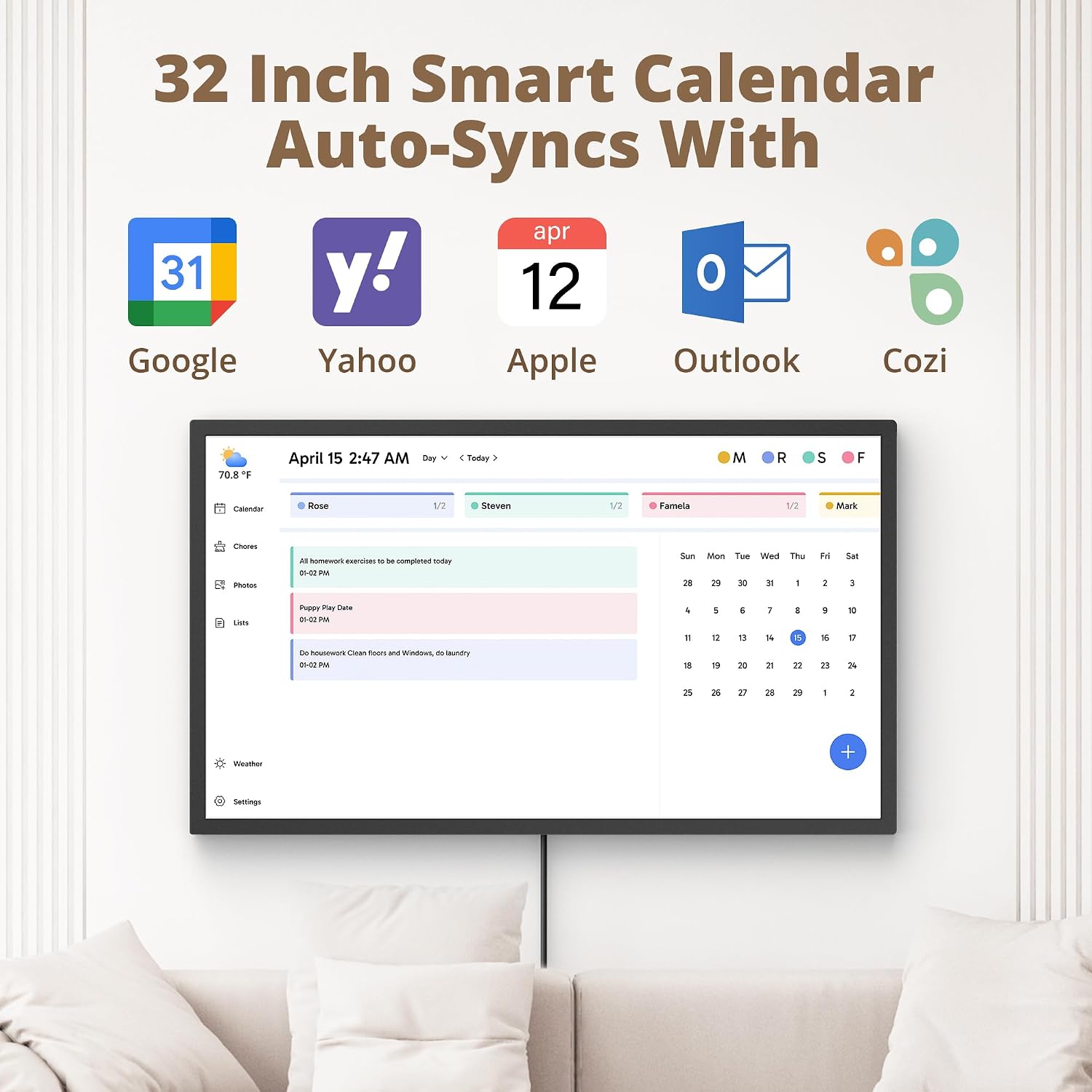 Detalle de Dragon Touch Calendar 32" Digital Family Planner (2026)