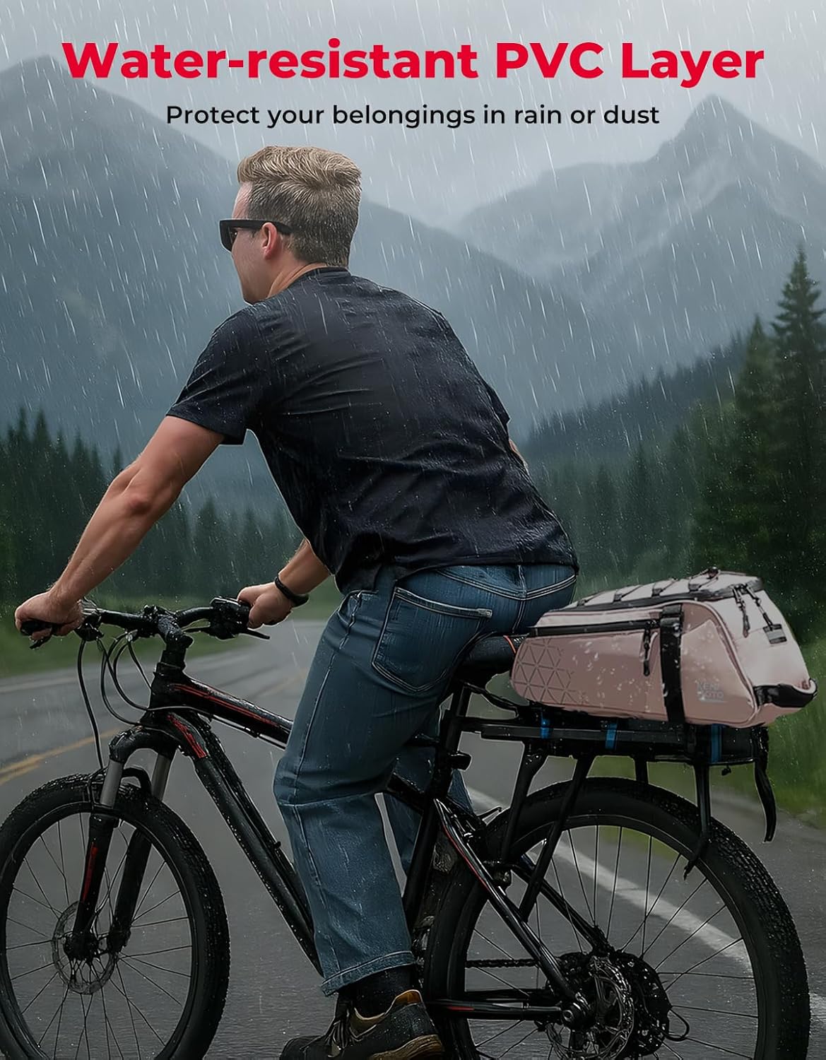 Thumbnail 6 de KEMIMOTO 8L Rear Bike Rack Bag with Water-Resistant PVC and Reflective Strips