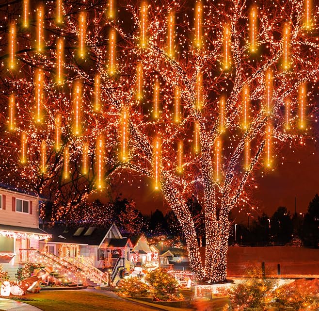 Detalle de Kwaiffeo meg20-eu lichtsnoer met 20 LED-lichtbuizen, meteorenregen en IP65