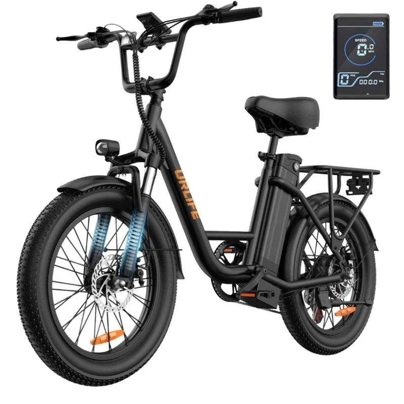 Detalle de Bicicleta eléctrica URLIFE E20: autonomía, estabilidad y versatilidad en 20 pulgadas