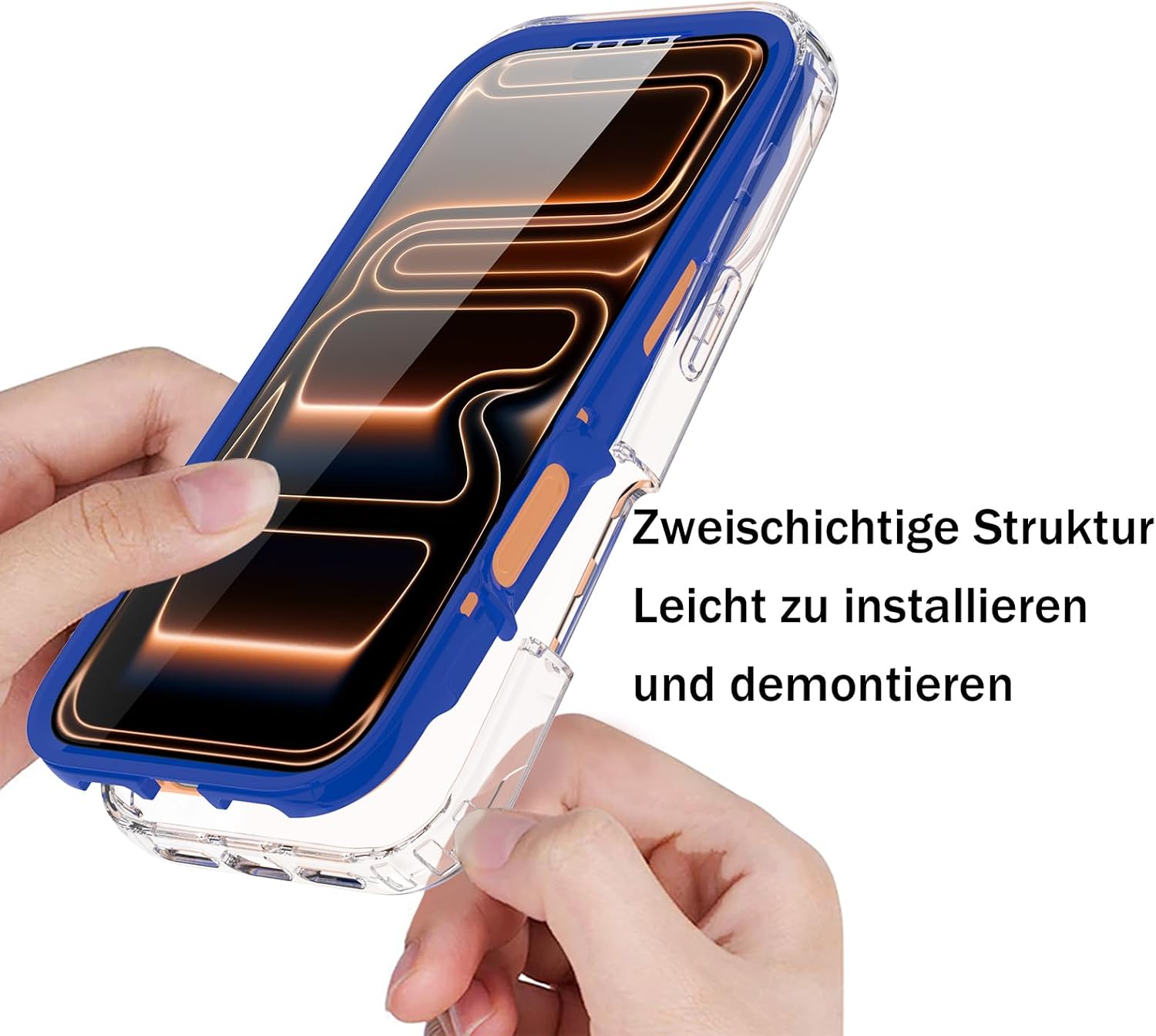 Thumbnail 3 de Leedia 360° Schutzhülle für iPhone 17 Pro (6,3 Zoll) – Blau mit eingebautem Displayschutz und Kamera-Schutzfolie [9H HD], stoßfest