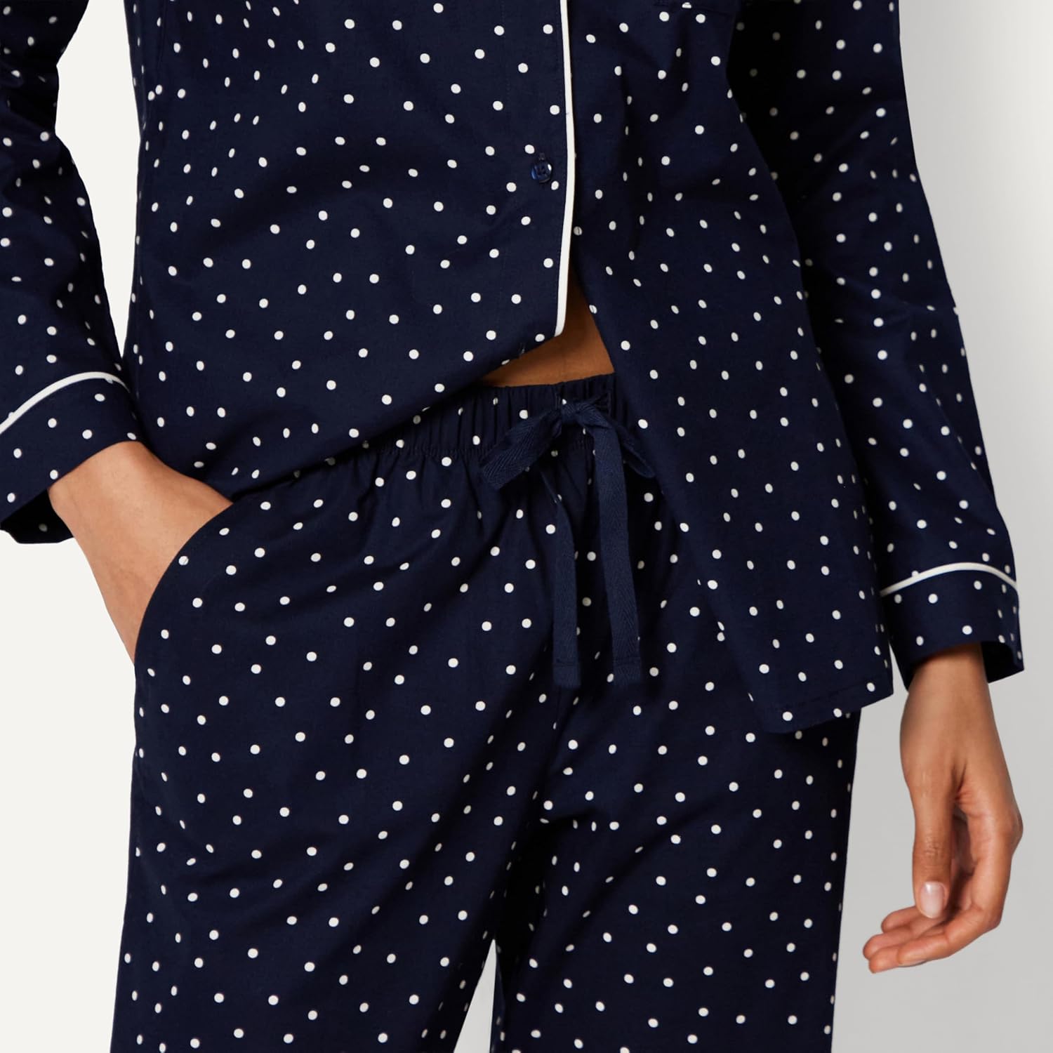 Detalle de Amazon Essentials Women's Cotton Stretch Poplin Pajama Set (Long Sleeve)