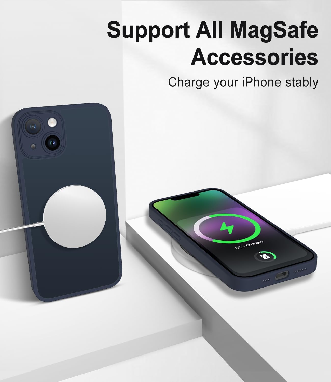 Thumbnail 2 de Mootobo for iPhone 14 Case (6.1 inch) – Matte Translucent Back, 360° Shockproof Protection