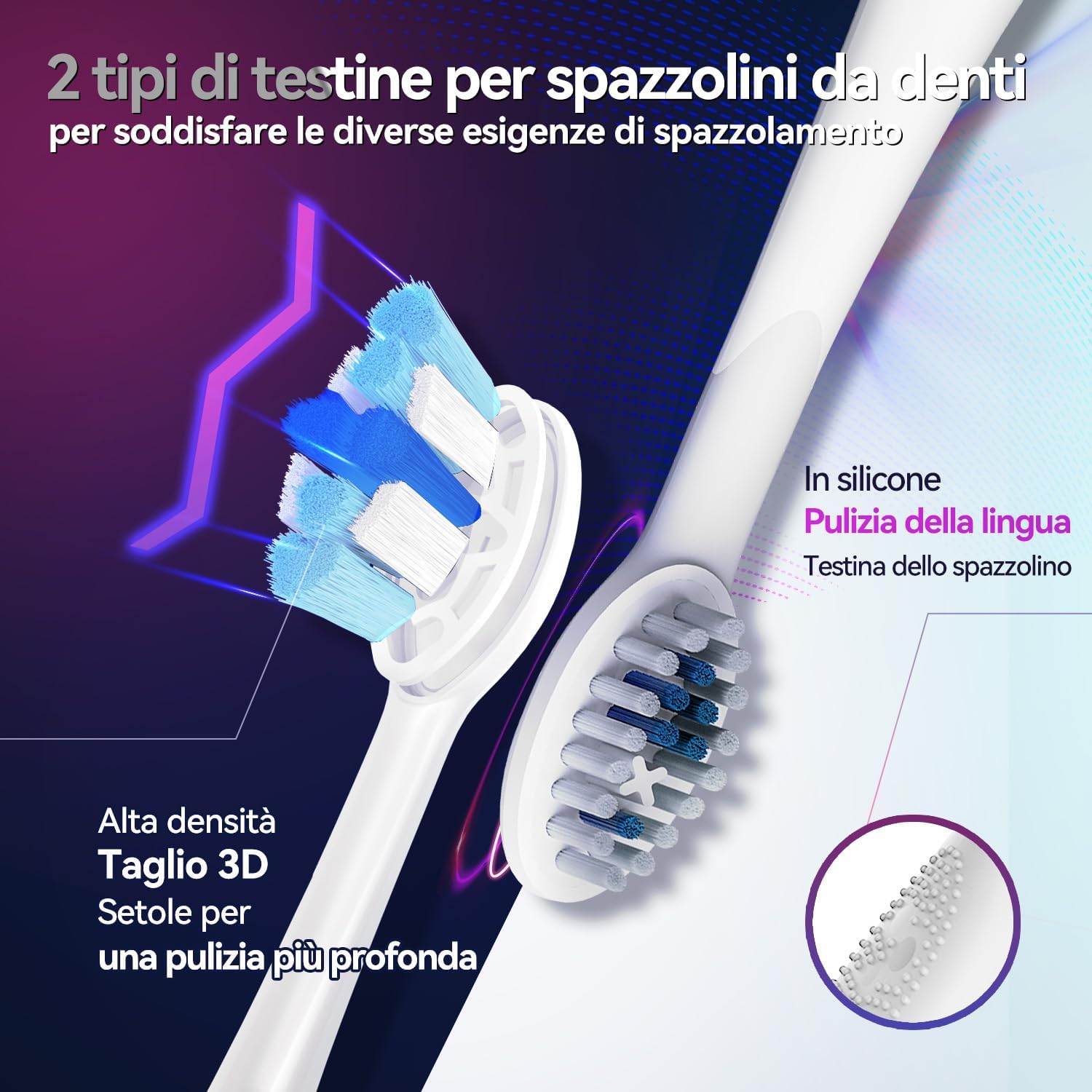 Thumbnail 6 de Spazzolino sonico elettrico SEAGO SG-2752 (blu) con sensore di pressione, 8 testine e ricarica USB