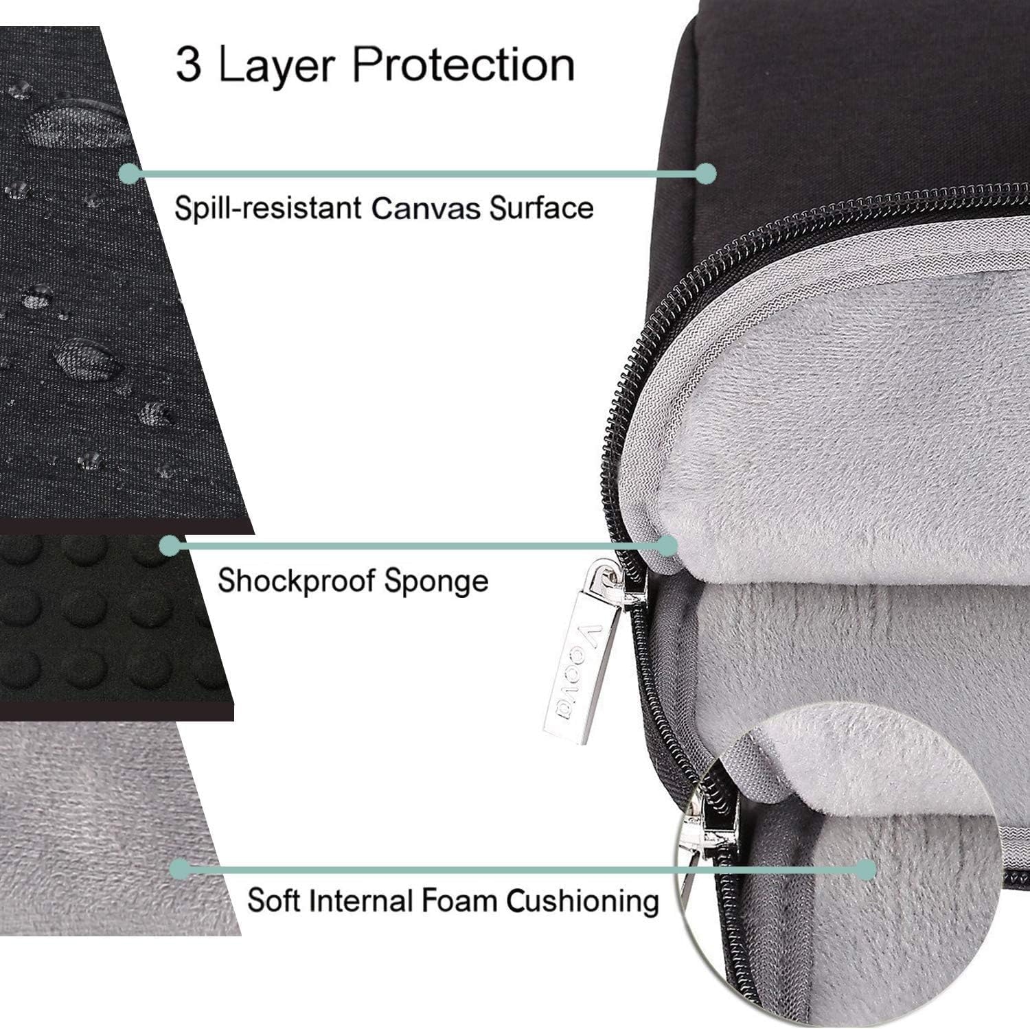 Detalle 2 de Voova 15.6 Inch Laptop Bag Case with Shoulder Strap and Handle – Waterproof, for MacBook Pro/Air and More