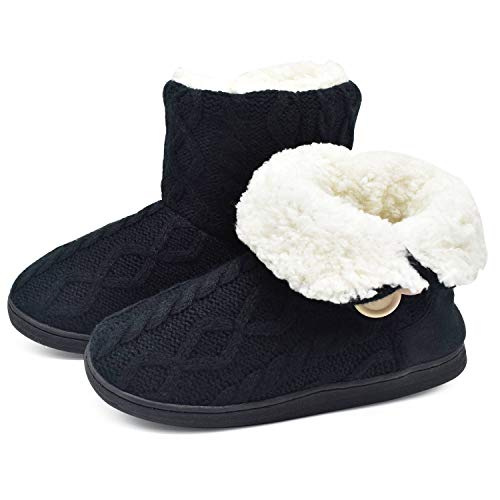 Detalle de ONCAI Chaussons bottillons pour femme, fourrure synthétique, noir, 38/39 EU