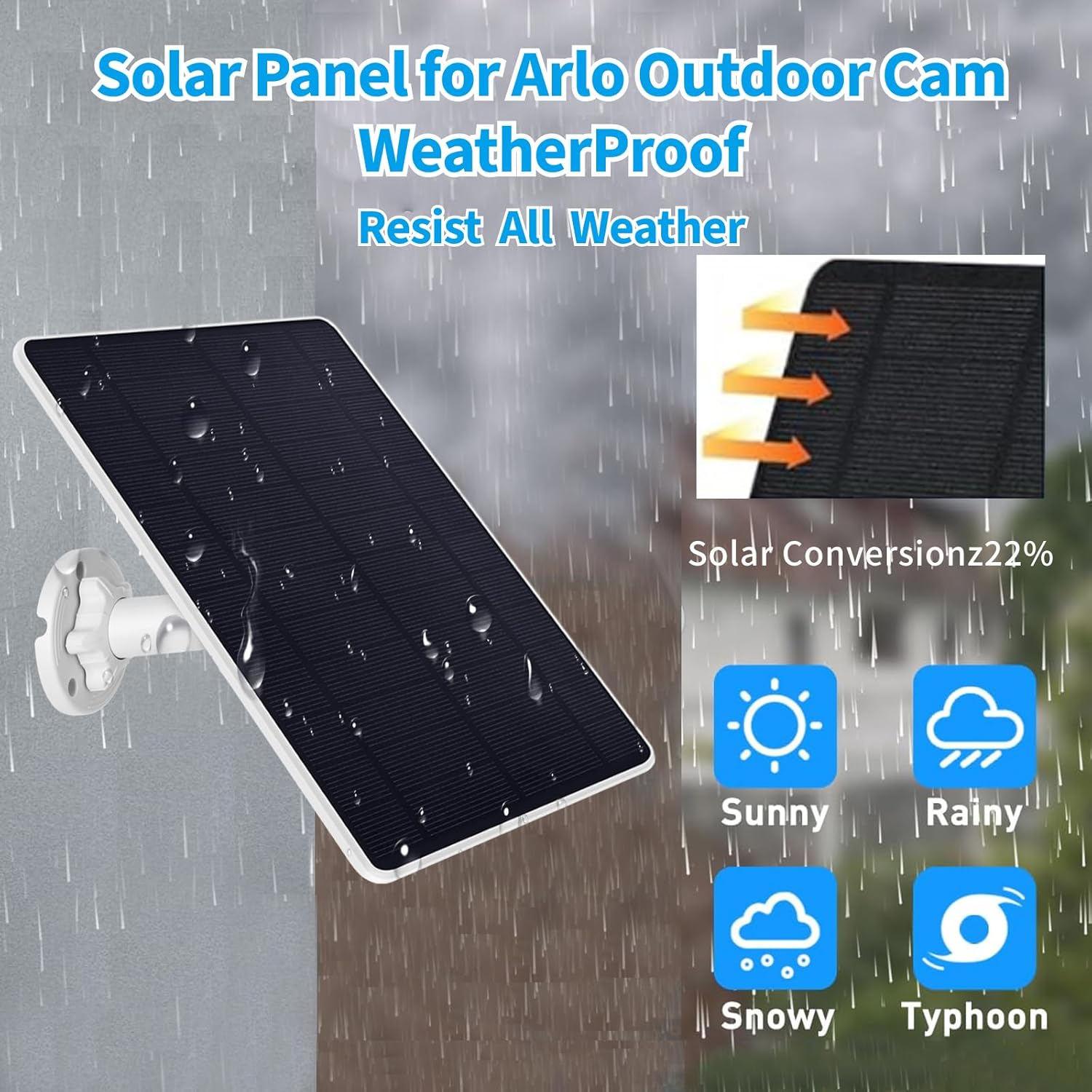 Thumbnail 4 de Solar Panel Charger for Arlo Essential Outdoor Cameras (2-Pack) — USB-C & Micro USB, Weatherproof IP66