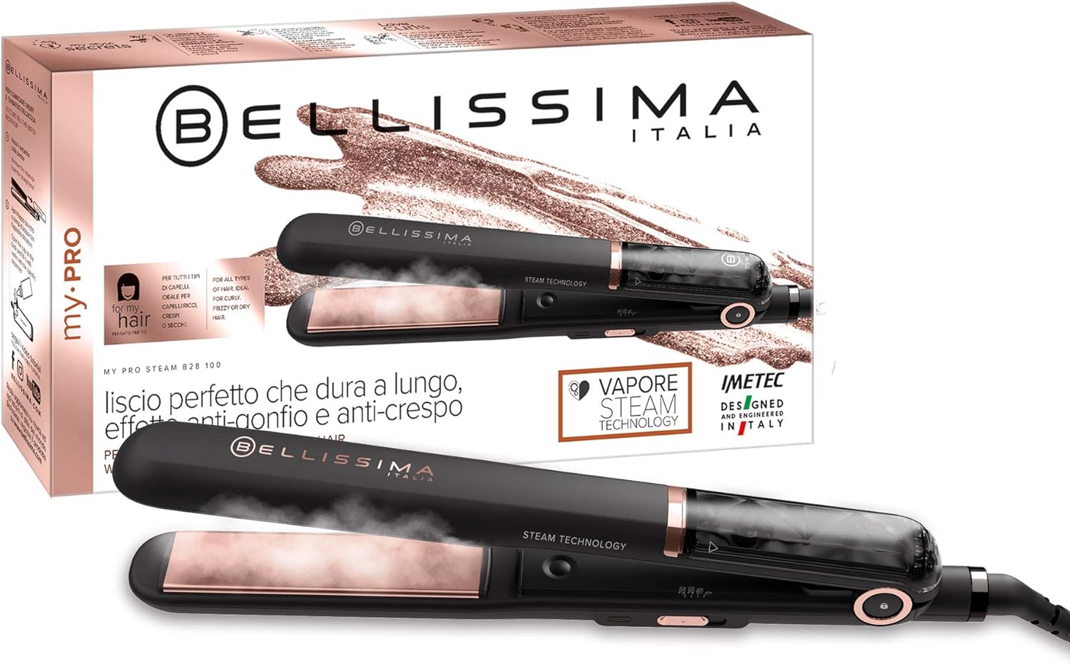 Bellissima Imetec My Pro Steam B28 piastra professionale a vapore con rivestimento in ceramica