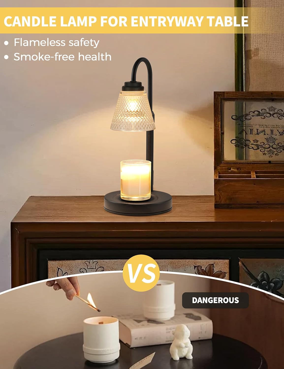 Thumbnail 1 de Candle Warmer Lamp with Timer Dimmer – Safe, Scented Ambience Without Flame