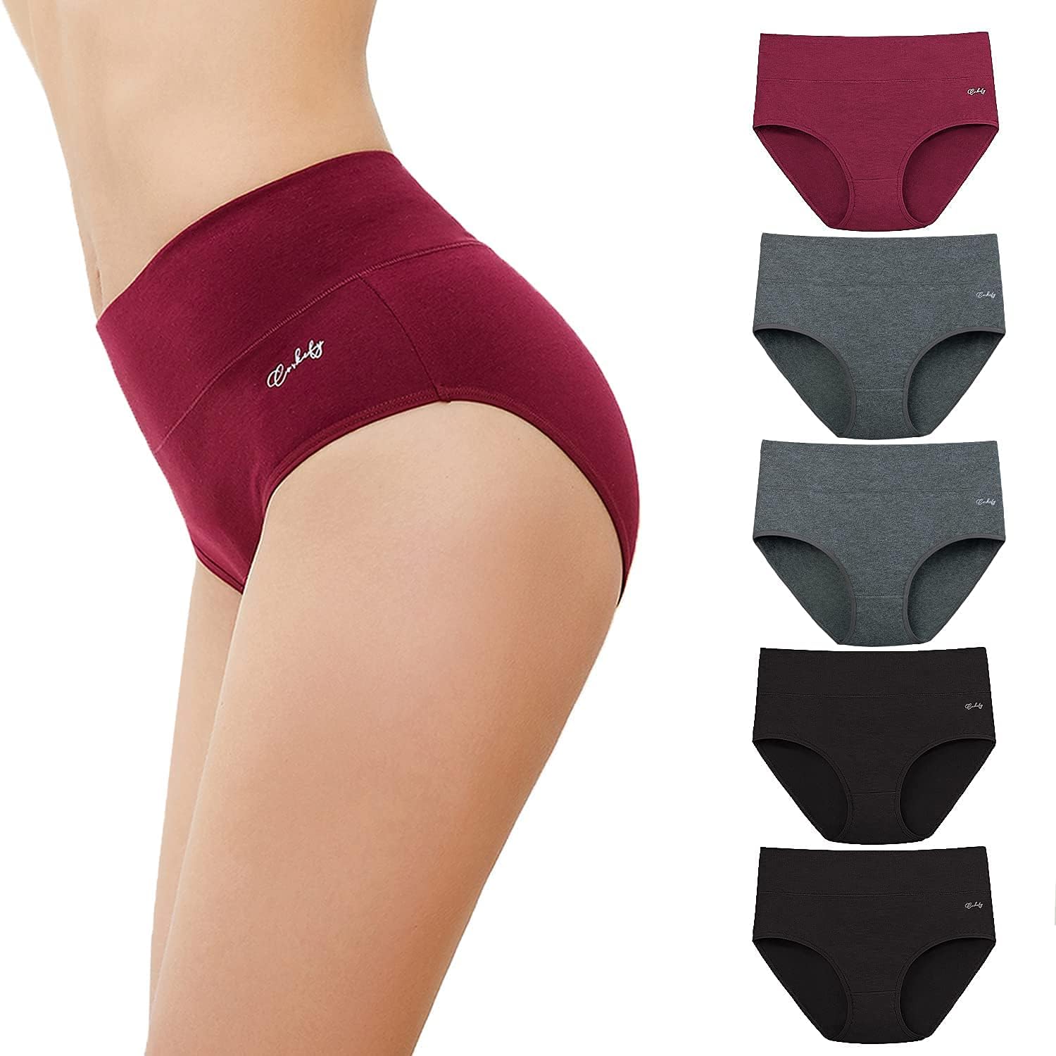 Detalle de anqier Damenunterhosen 5er-Pack – Hohe Taille, Baumwolle 🩲