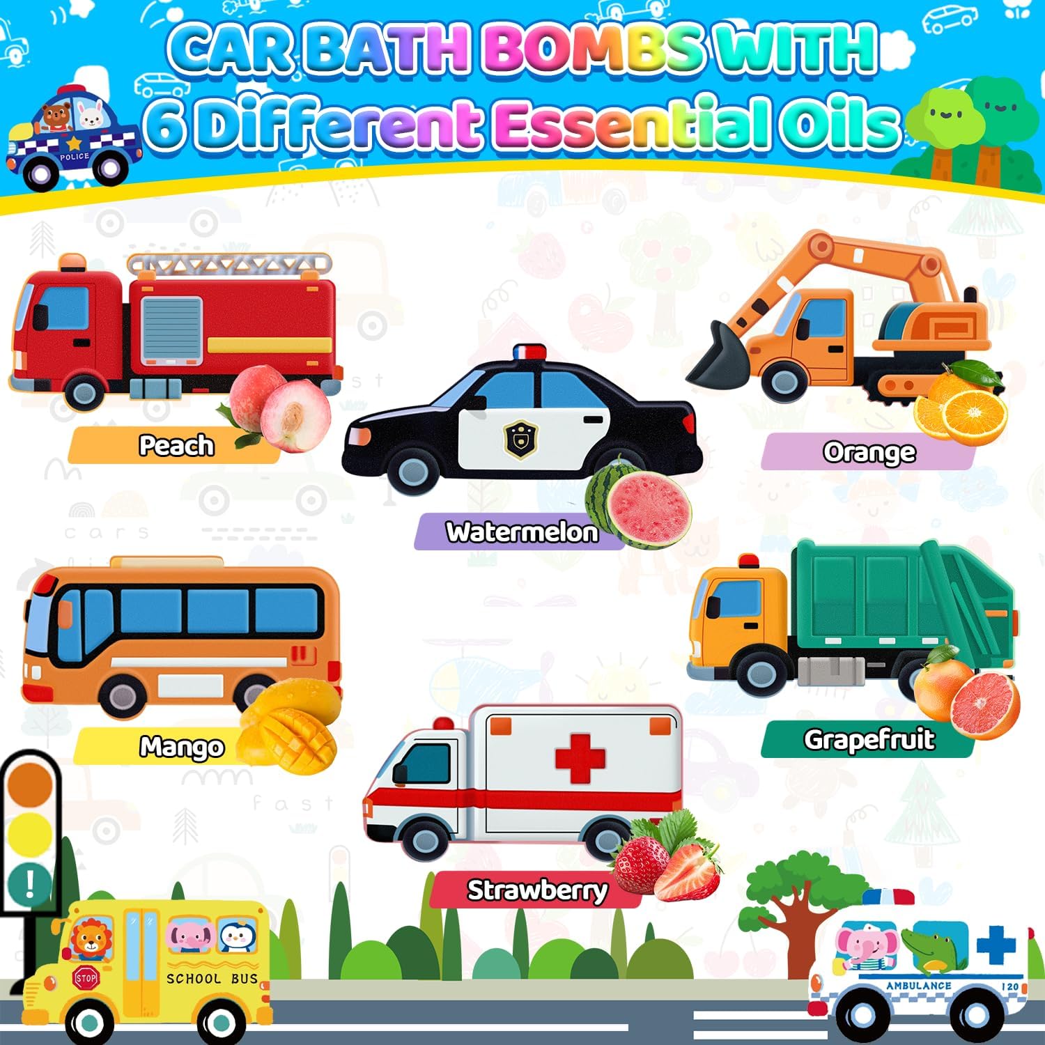 Detalle 2 de Kids' Vehicle Bath Bombs, 6-Pack