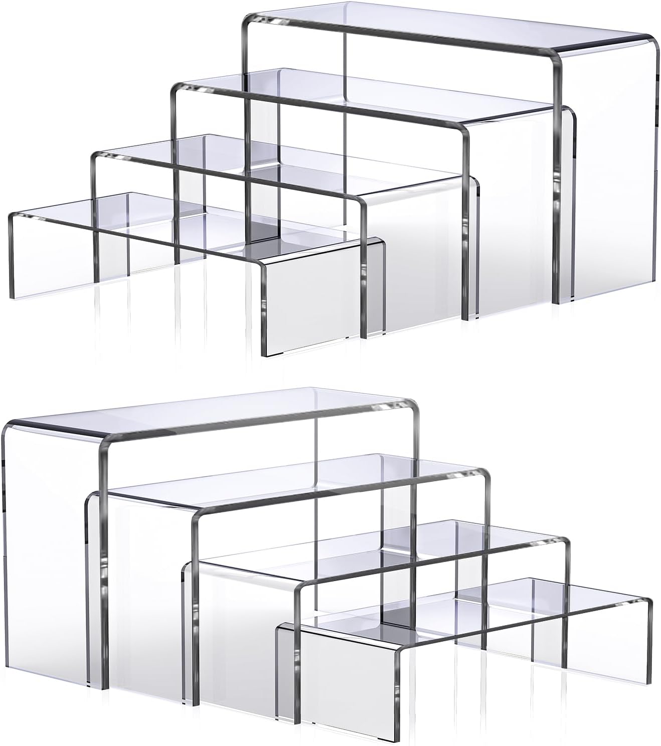 Thumbnail 6 de Deefongo acrylic display risers (10-piece set) – 5-tier clear rectangular tiered shelf stands for cupcakes, collectibles and jewellery