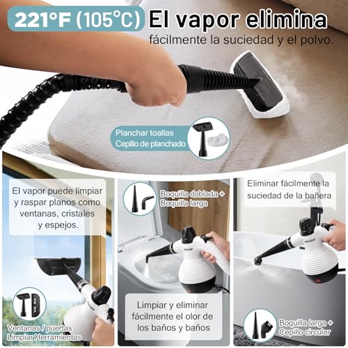 Thumbnail 3 de AKPIAN Limpiador a Vapor Portátil con 10 Accesorios | Limpia sin químicos en cocinas, cortinas, sofás, baldosas y baños